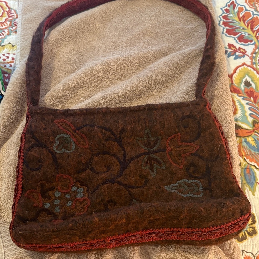 Brown Embroidered Women's Bag